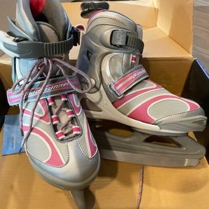 Adjustable Ice Skates Bladerunner for Youth Size 4-7, Color Grey/Pink